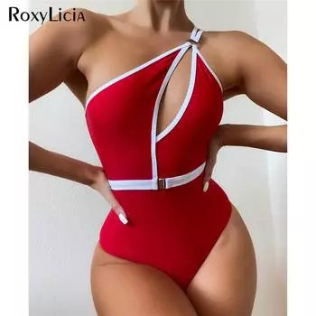 Сексуальное Асимметричное Монокини с открытой спиной, женские купальники, цельный купальник, женский купальный костюм на одно плечо, купальный костюм для плавания S чёрный