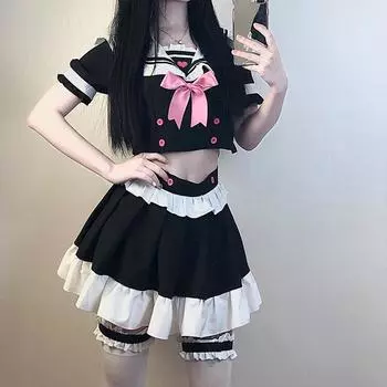 Сексуальное белье горничная униформа дразнит одежда кружевной костюм милый бесплатный соблазн пижама секс One Size