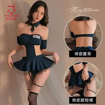 Сексуальное белье косплей игривая женщина-полицейский грудь обертывание чистое желание комбинезон соблазнение юбка костюм стюардессы 2032 One size