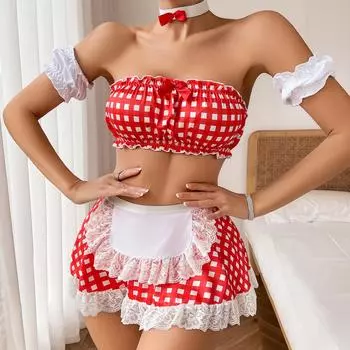Сексуальное белье косплей соблазнение сексуальный двухцветный клетчатый школьная форма секс костюм S
