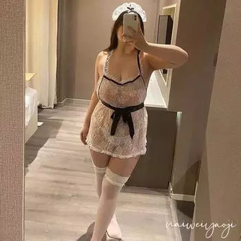 Сексуальное белье молочного цвета, большого размера, сексуальное белье, сексуальная перспектива, горничная, косплей, униформа, соблазнение L (80-60 kg)