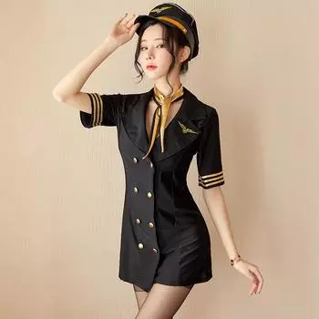 Сексуальное белье Порно Костюм Стюардесса Униформа Искушение Костюм Стюардессы Косплей Аниме Сексуальная Униформа M(45-60KG)