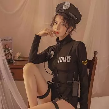 Сексуальное белье Pure Desire Queen Call Police Officer Uniform Cos Policewoman Temptation Tight Hip-band Onesie One size