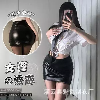 Сексуальное белье секретарь ol костюм соблазнение полицейский униформа сексуальная юбка бедра униформа костюм женский 8537 average size