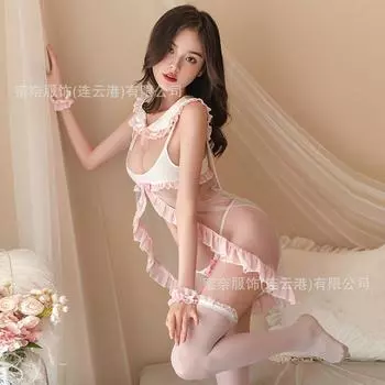 Сексуальное белье сексуальная горничная чистая похоть соблазнение кролик пижама сладкая милая пижама открытая забава One size