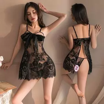 Сексуальное белье сексуальная шнуровка бант кружево перспектива соблазн подвязка домашняя девушка Average size 80-65kg