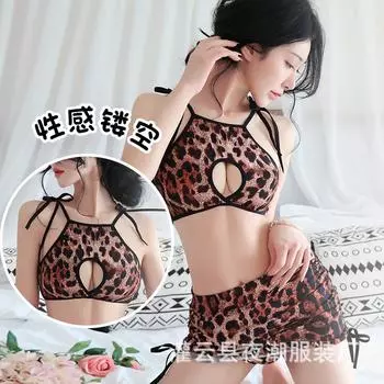 Сексуальное белье сексуальное леопардовый принт косплей раздельная киска ночной клуб униформа соблазнение 1902 average size