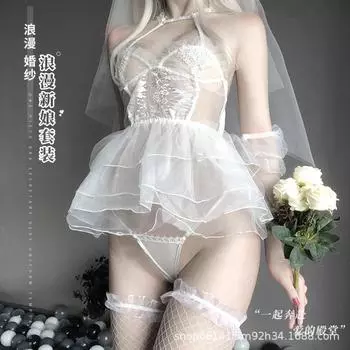 Сексуальное белье сексуальное милое свадебное платье флэш-сетка принцесса платье страсть соблазнение кружево косплей 1008 One Size