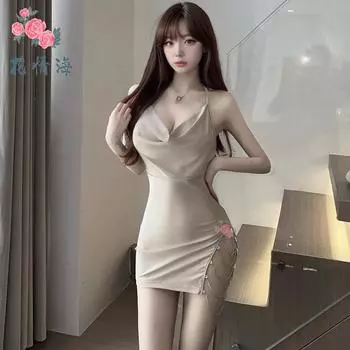 Сексуальное белье сексуальные малышки мода облегающая юбка на подтяжках короткая юбка с разрезом цепочка халтер юбка на бедрах One Size