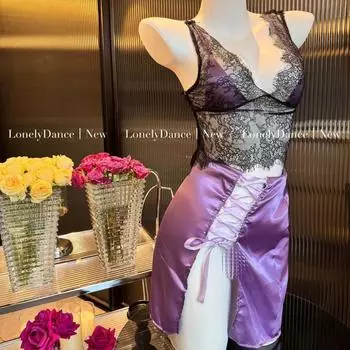 Сексуальное белье сексуальные разрезы глубокое V милф прозрачная юбка чистое желание униформа соблазнения костюм женщина average size