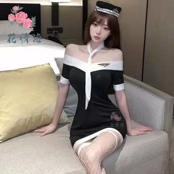 Сексуальное белье сексуальный костюм стюардессы соблазнение страсть маленькая грудь флиртующая одежда Average size