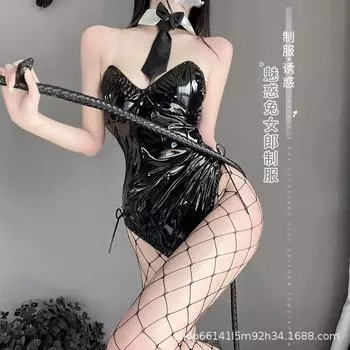 Сексуальное белье сексуальный страстный кролик лакированный кожаный костюм дразнящий цельный униформа соблазнение Sao 2101 M (suitable for within 55kg)