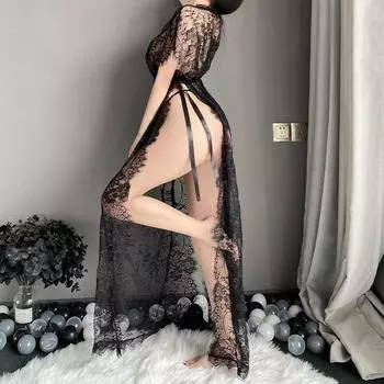Сексуальное белье Соблазн Кружево Прозрачная Длинная юбка Кровать Свободный костюм onesize