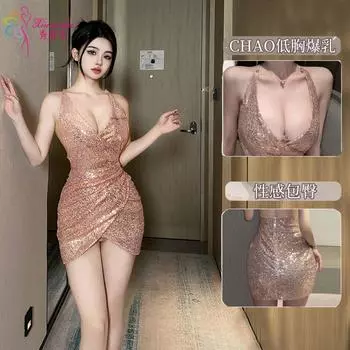 Сексуальное белье Военный халат Кровать Чистое Желание Маленькая грудь Шоу Большой Соблазн Страсть Костюм Сексуальная Пижама С Блестками Ночной Клуб Юбка One Size