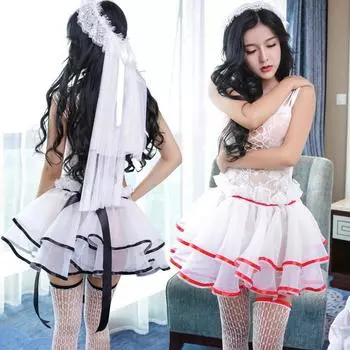 Сексуальное белое сексуальное свадебное платье комплект с фатой пачка кукла One size