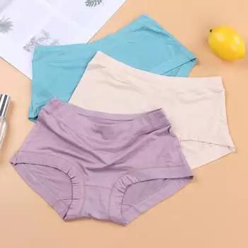 Сексуальное бесшовное нижнее белье для женщин, средняя талия, треугольные трусики из чистого хлопка, эластичные, удобные, дышащие, однотонные трусики M фиолетовый