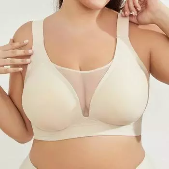 Сексуальное бесшовное сетчатое нижнее белье больших размеров с полной чашкой, удобный бюстгальтер с эффектом пуш-ап, подходящий для большой груди XL чёрный