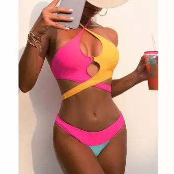 Сексуальное бикини, комплект микро бикини, женский купальник, купальный костюм с эффектом пуш-ап, пляжная одежда, женский купальник, купальный костюм Braizlian Biquini S розовый