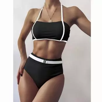 Сексуальное бикини с высокой талией, комплект бикини, женский купальник с пуш-ап, купальник с поясом для женщин, купальный костюм, пляжная одежда, купальщица