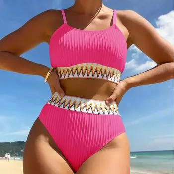 Сексуальное бикини женская мода черно-белый комплект купальников для пляжного курорта S белый