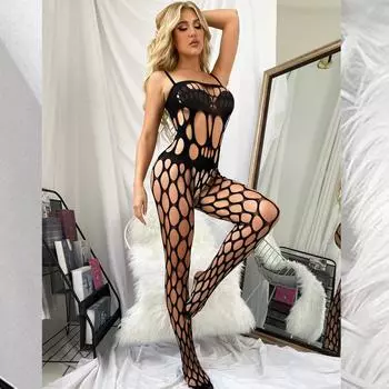 Сексуальное боди в сеточку для женщин, обтягивающее нижнее белье, женские чулки для всего тела, одежда для ночного клуба, секс-комплект, эротический сетчатый прозрачный комбинезон XXS