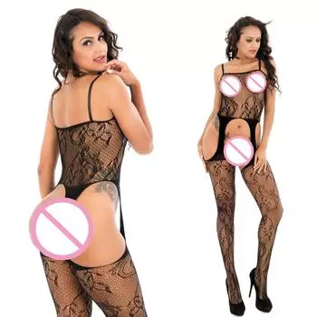 Сексуальное боди Женские боди-чулки Эротические колготки с вырезами и открытой промежностью Колготки в сеточку Кэтсьют Женский комплект нижнего белья XXS
