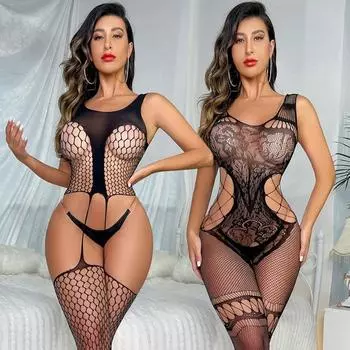 Сексуальное боди Женское эротическое белье Ажурные боди-чулки с вырезами Тедди Сетчатые колготки Сексуальное порно Перспектива Нижнее белье Комбинезон