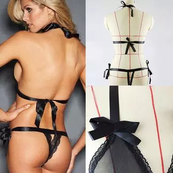 Сексуальное черное кружевное нижнее белье Babydoll Нижнее белье Пижамы Бикини Кэтсьют Стриптизёрша Комбинезон Один размер