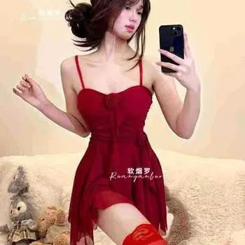 Сексуальное цветочное перспективное сексуальное нижнее белье чистое желание ветер кружевная сетка юбка соблазнительная юбка на подтяжках qqny small size