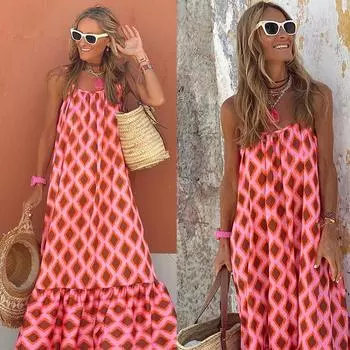 Сексуальное длинное платье с открытыми плечами и круглым вырезом, тонкое платье в клетку Vestidos Femme, длинное платье S красный