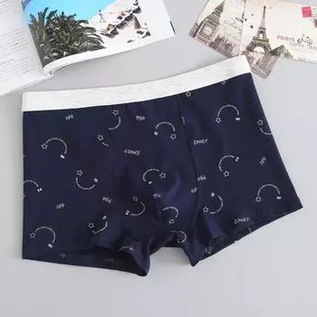Сексуальное хлопковое мужское нижнее белье с дышащим принтом, мужские трусы больших размеров на плоской подошве, свободные покроя со средней талией, молодежные четырехугольные трусы 2XL