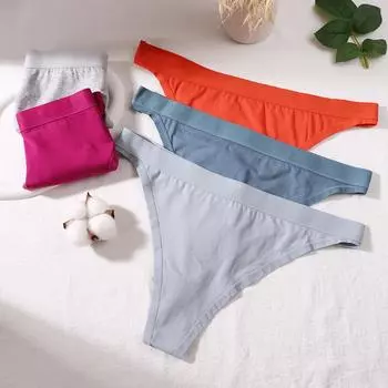 Сексуальное хлопковое нижнее белье, стринги из чесаного хлопка, дышащее, удобное, с низкой посадкой, нижнее белье для женщин S светло-синий