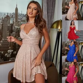 Сексуальное и великолепное вечернее платье с блестками для европейских и американских женщин, мятое платье в отпускном стиле с перекрестными бретелями XL