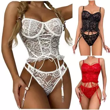 Сексуальное и забавное нижнее белье на бретелях, пижамы Fun And Desire, женское ночное белье, кружевной тонкий комплект XXXL