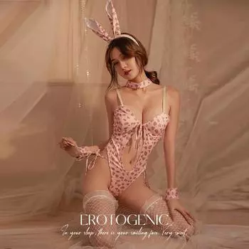Сексуальное кастомное леопардовое нижнее белье, костюм кролика, чистая похоть, сексуальный цельный униформ с открытой промежностью, костюм для страсти и соблазнения, женский One size