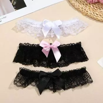 Сексуальное кольцо на бедро с бантом, кружевное эластичное кольцо на ногу, петля для ног с бантом, свадебный пояс для чулок для ног невесты, аксессуары для вечеринок в стиле косплея