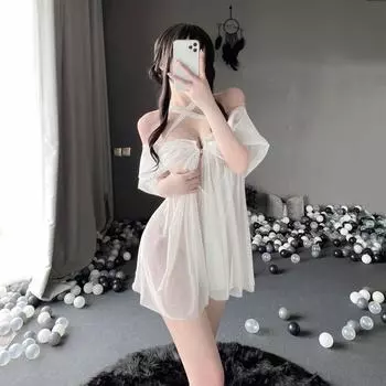 Сексуальное косплей нижнее белье невесты свадебное платье слинг милое кружево эротическая униформа для искушения ролевая игра полупрозрачная юбка для сна One Size