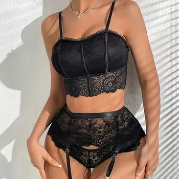 Сексуальное кружевное эротическое соблазнительное прозрачное нижнее белье с тонкими узкими бантами S