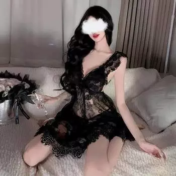 Сексуальное кружевное глубокое V перспективное соблазнительное белье с разрезами average size 80-65kg