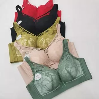 Сексуальное кружевное нижнее белье без стального кольца, регулирующее грудь нижнее белье собирает большую грудь и маленькие бюстгальтеры, дышащее 34/75B ярко-красный