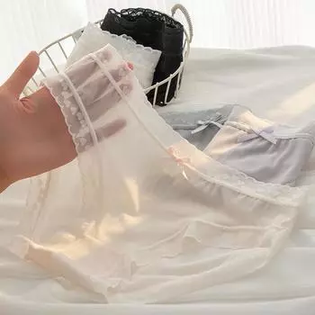 Сексуальное кружевное нижнее белье для девочек, женское, 7А, антибактериальное, тонкий крой, приподнятые ягодицы, чистый хлопок, треугольный пояс, трусики L розовый