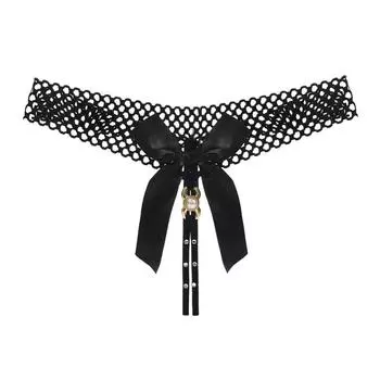Сексуальное кружевное нижнее белье для женщин, трусики с бантом на спине, стринги с Т-образной спинкой и жемчугом, трусики one size