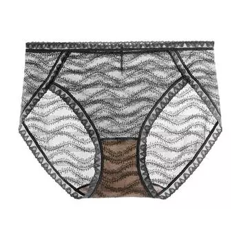 Сексуальное кружевное нижнее белье с высоким разрезом, женские ультратонкие дышащие, быстросохнущие антибактериальные женские треугольные брюки M чёрный