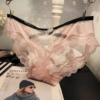 Сексуальное кружевное нижнее белье с крестообразным вырезом, женские сетчатые трусики, трусы-трусы Perspective, легкие мягкие трусы-бикини с волнистой точкой S чёрный