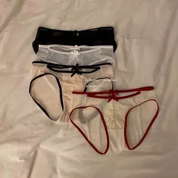 Сексуальное кружевное нижнее белье женские трусы сплошные женские трусики тонкие банты ажурные трусики бикини с низкой талией M