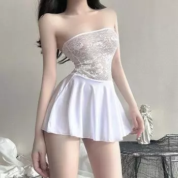 Сексуальное кружевное платье без бретелек в стиле пэчворк для клуба, ночное платье для женщин, пижама, платье для сна