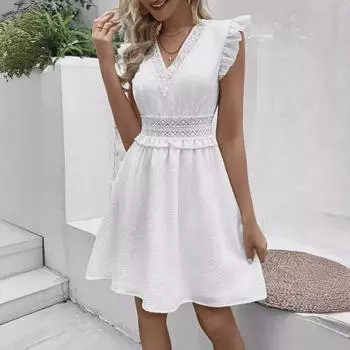 Сексуальное кружевное платье с V-образным вырезом в европейском и американском стиле XL