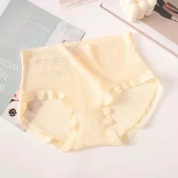 Сексуальное кружевное ультратонкое нижнее белье, женские прозрачные сетчатые трусы со средней талией, полые дышащие хлопковые трусы с шаговым швом L