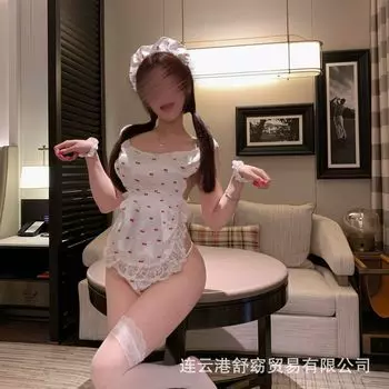 Сексуальное кружево Водяной дух Вишня Ягодицы Фартук Горничная Одежда Сексуальное нижнее белье Голая спина Соблазн Чистое желание One Size