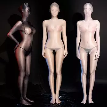 Сексуальное масляное блестящее боди, закрывающее голову, коконы, чулки для всего тела, прозрачные, с пятью пальцами, обтягивающие, с открытой промежностью, трико M for 40-60kg